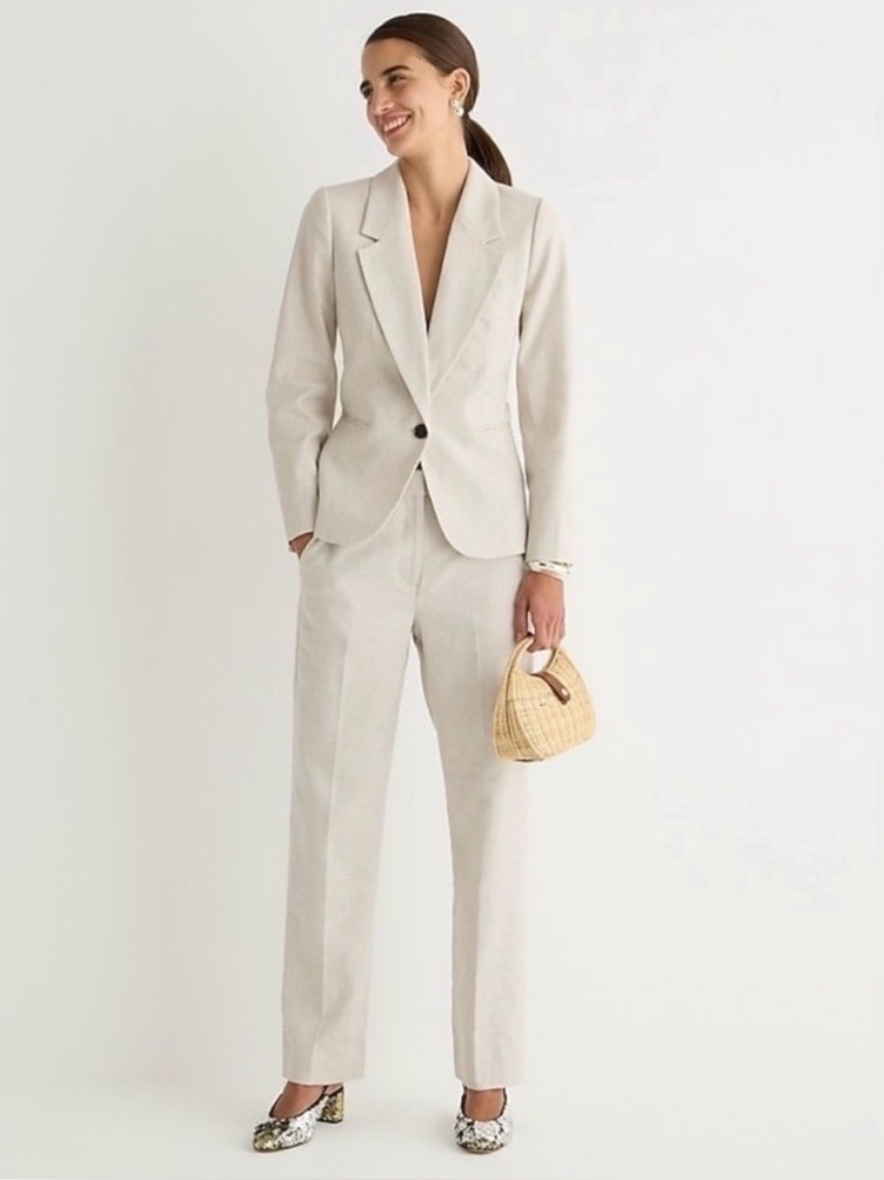 Tall J. Crew Kate straight-leg pant in stretch linen blend